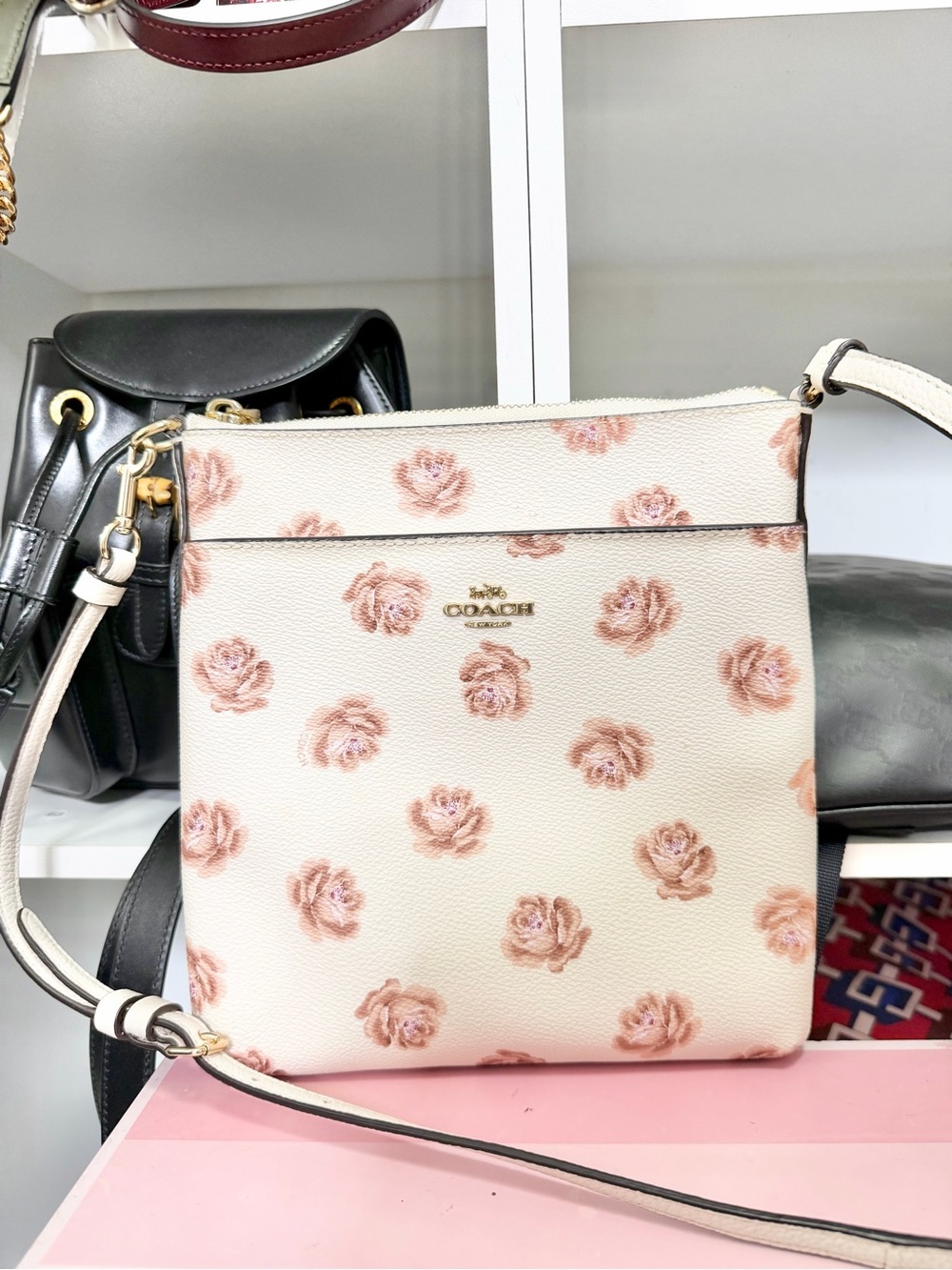 Coach Cream Crossbody with Blush Floral Print